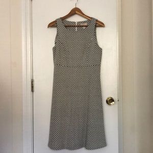 Loft white/black patterned dress, tags still on